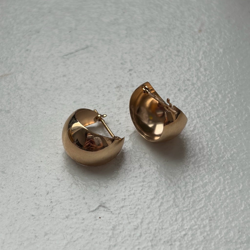 Cuicui K10 Yellow Gold Boat-Shaped Stud Earrings